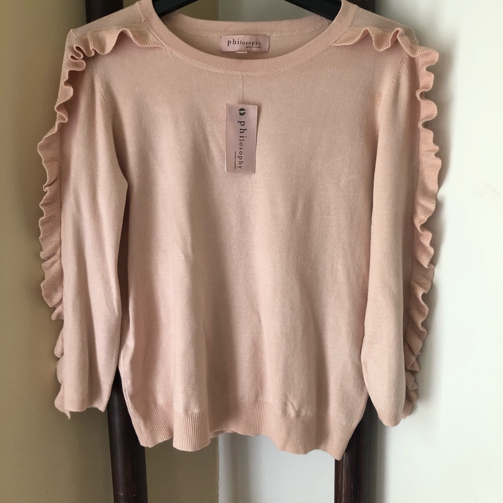 Philosophy Ruffled 3/4 Sleeve Sweater